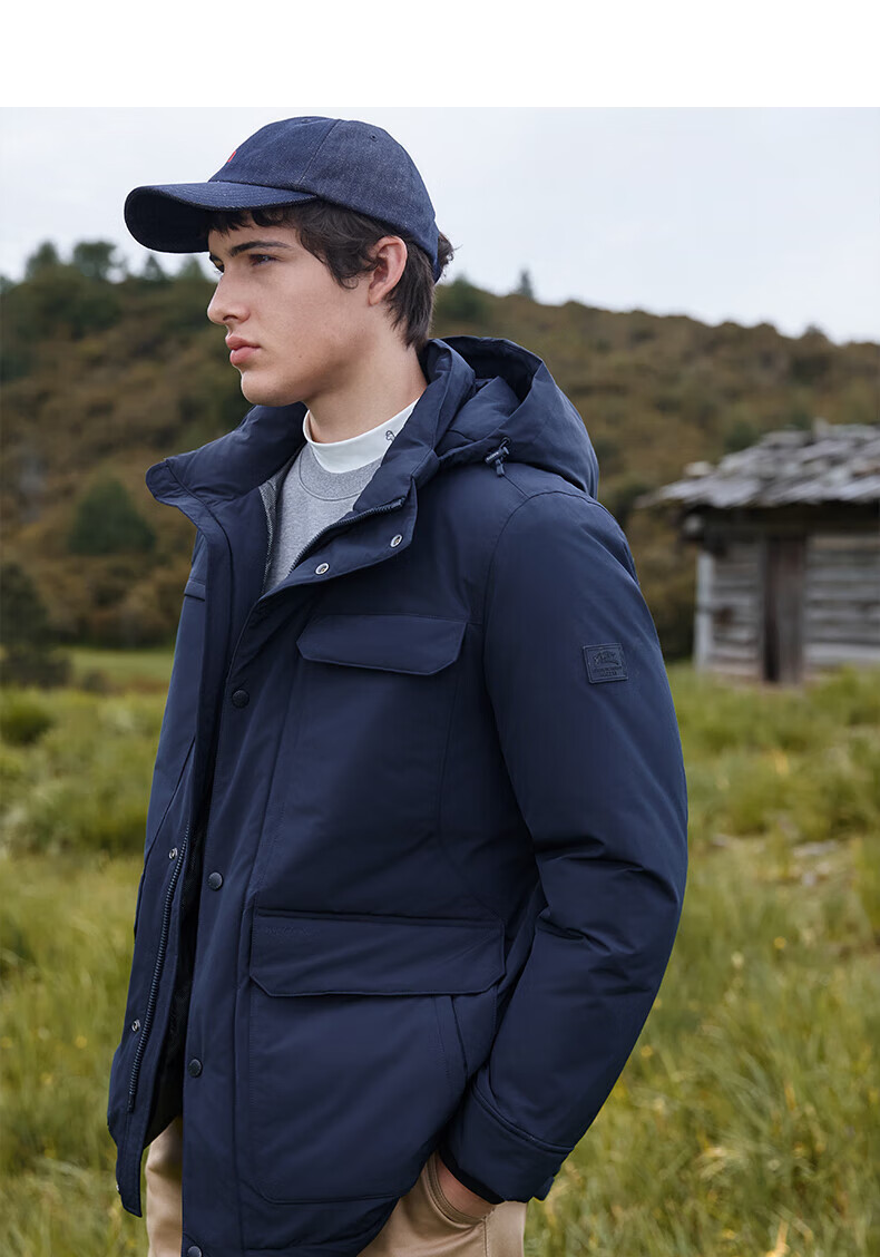 HAZZYS Men's Winter PHIZ Series Multi-Pocket [Three-Proof] Loose Down Jacket ASFZU0CDI02 7